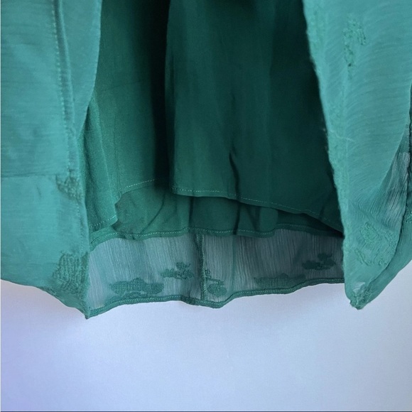 Anthropologie Tiny Women Sz XS Dress Green Boho Embroidered Luisa Swing Peasant - Picture 5 of 16
